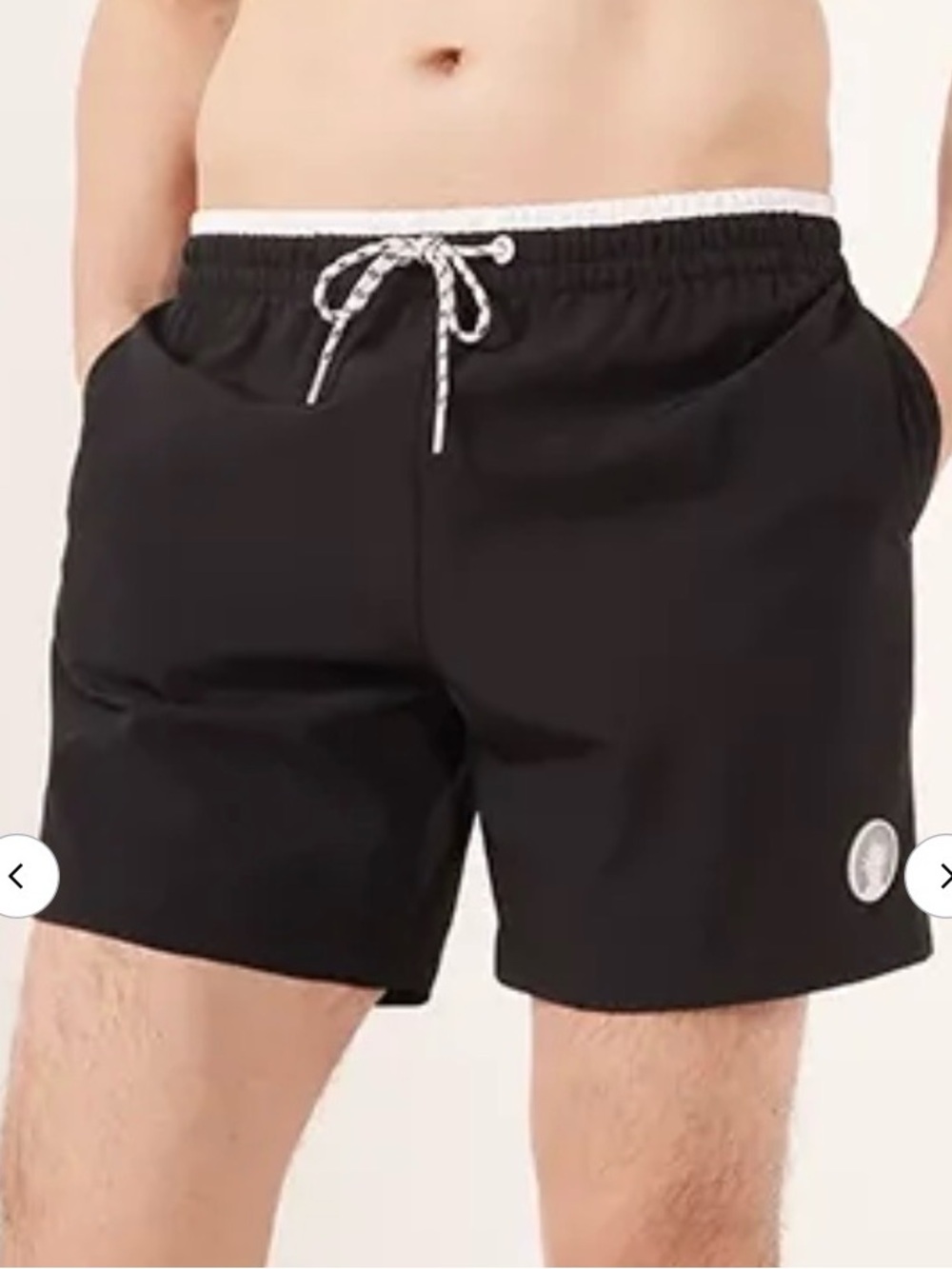 chubbies Black Men's Swim Trunks with White Drawstring